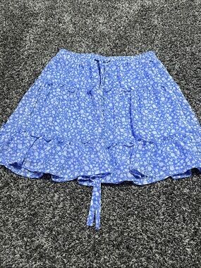 Sienna Sky Blue & White Floral Mini Skirt